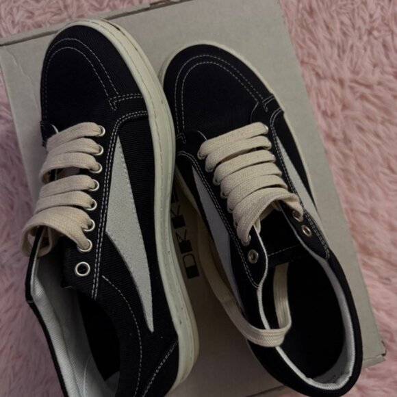 Rick Owens Black Leather Sneakers - Picture 1 of 5